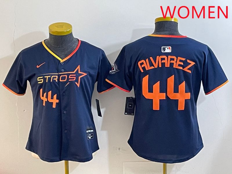 Women Houston Astros #44 Alvarez Drak Blue Three generations Joint Name 2025 Nike MLB Jersey style 4105